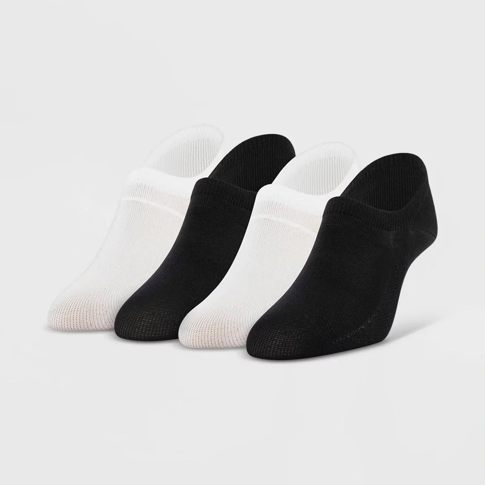 Peds High Cut No Show Socks Black & White 4 Pair Women’s 5-10